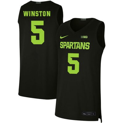 Men Cassius Winston Michigan State Spartans #5 Nike NCAA Black Authentic College Stitched Basketball Jersey MB50I07NN